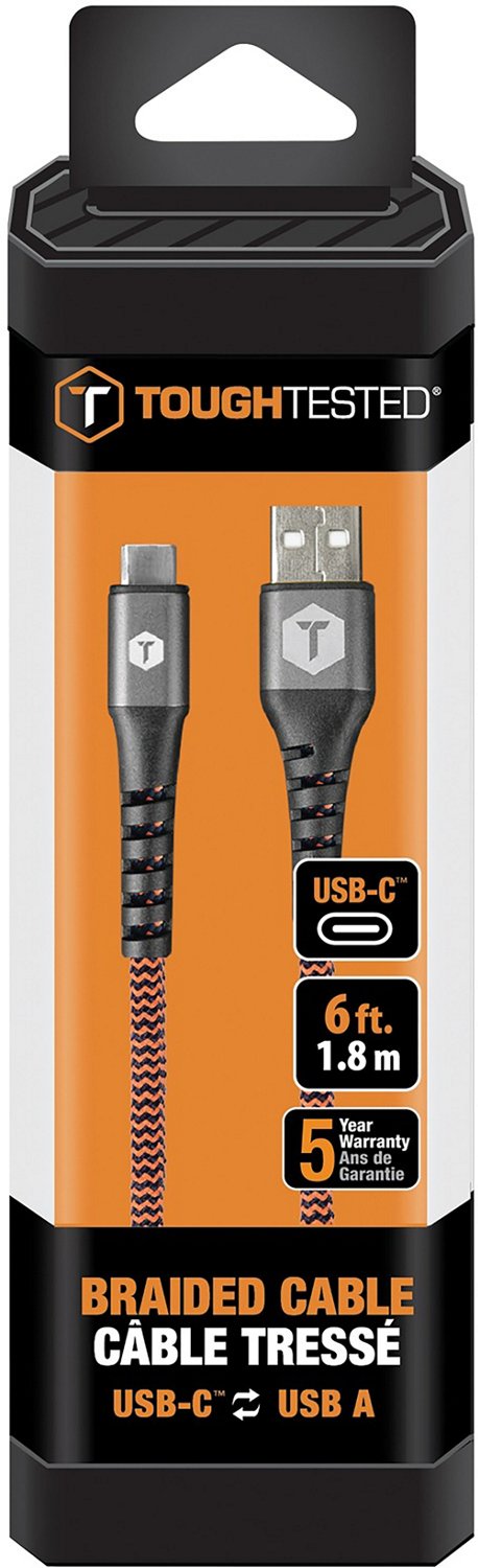 Tough Tested Charge & Sync USB Type-A to USB-C Hi-Speed Braided-Fabric 6-Foot Cable - view number 2