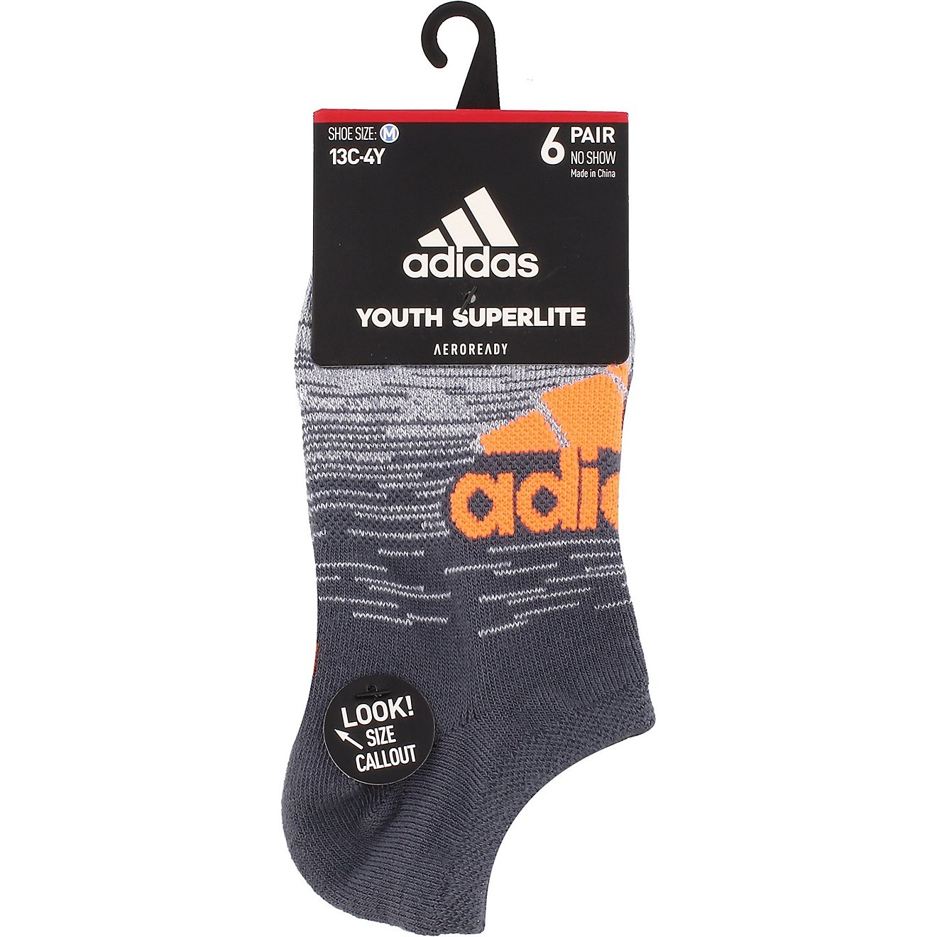 adidas Youth Superlite Badge of Sport No Show Socks 6 Pack                                                                       - view number 7