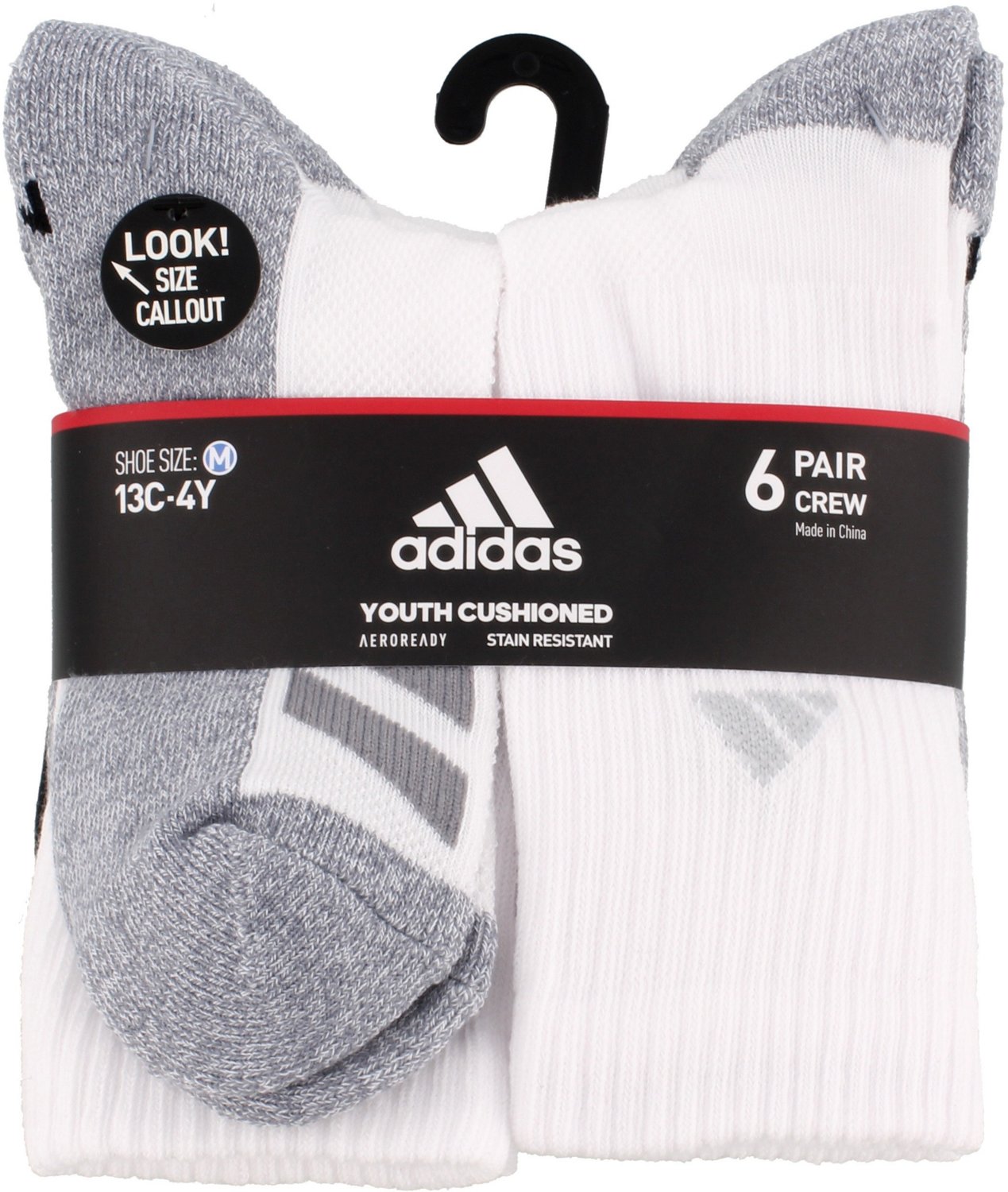 adidas Youth Cushioned Angle Stripe Crew Socks 6-Pack - view number 4