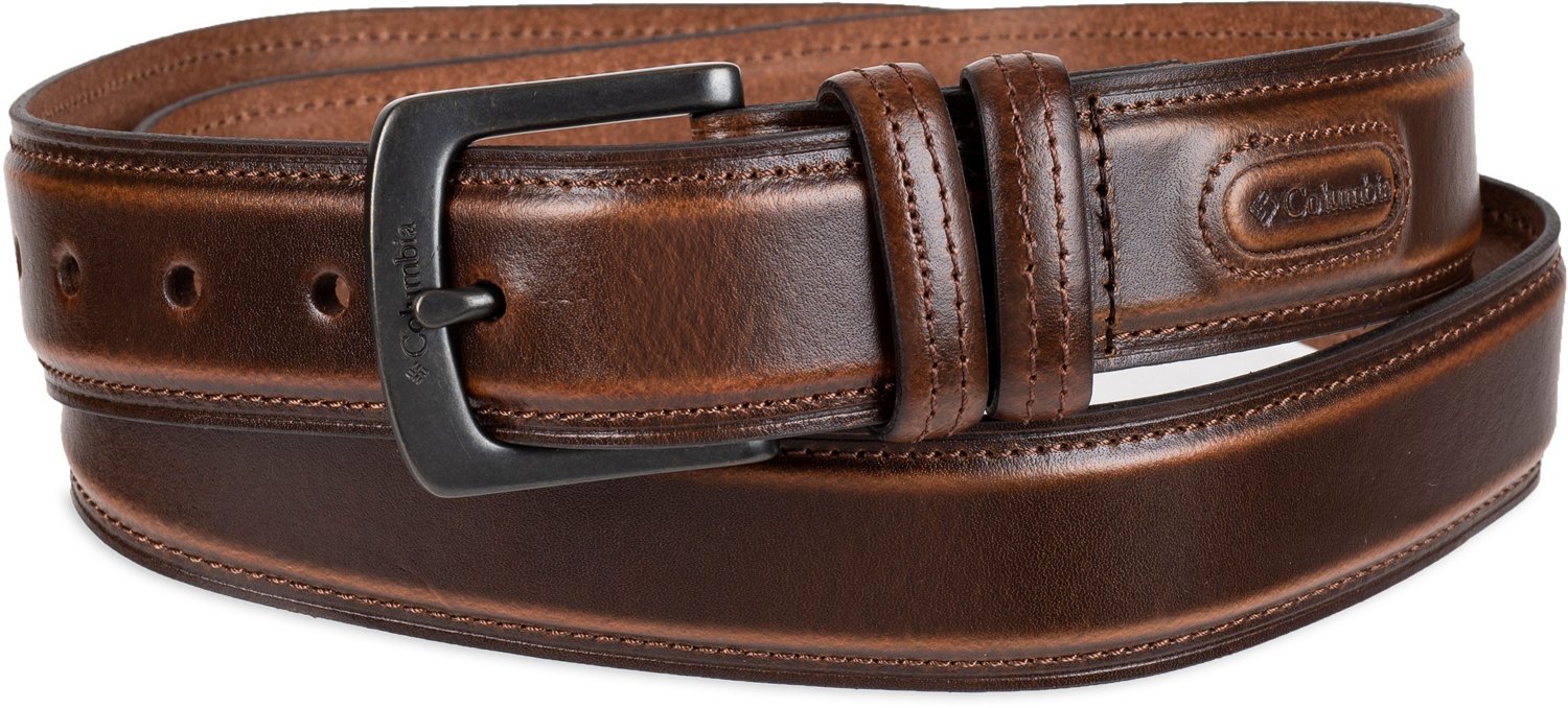 Columbia Men's Leather Double Loop Padded Belt - Black Small