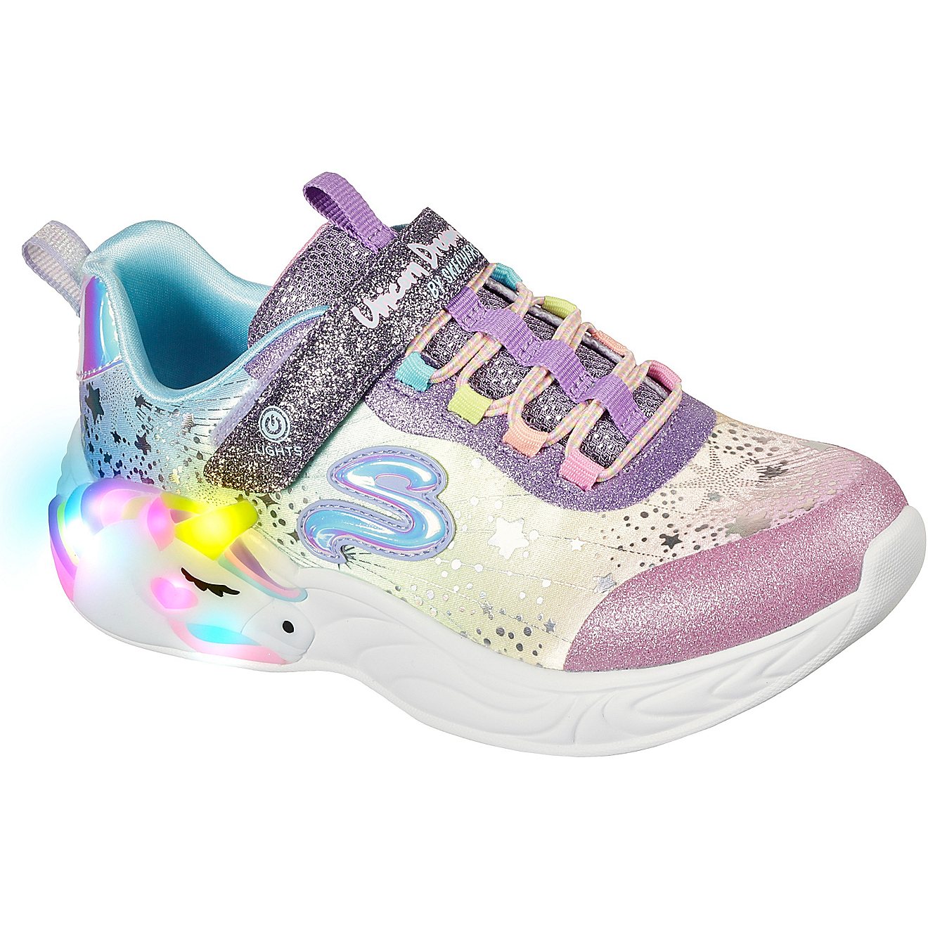 SKECHERS Girls' Pre-School Unicorn Dreams Light-Up Shoes Academy