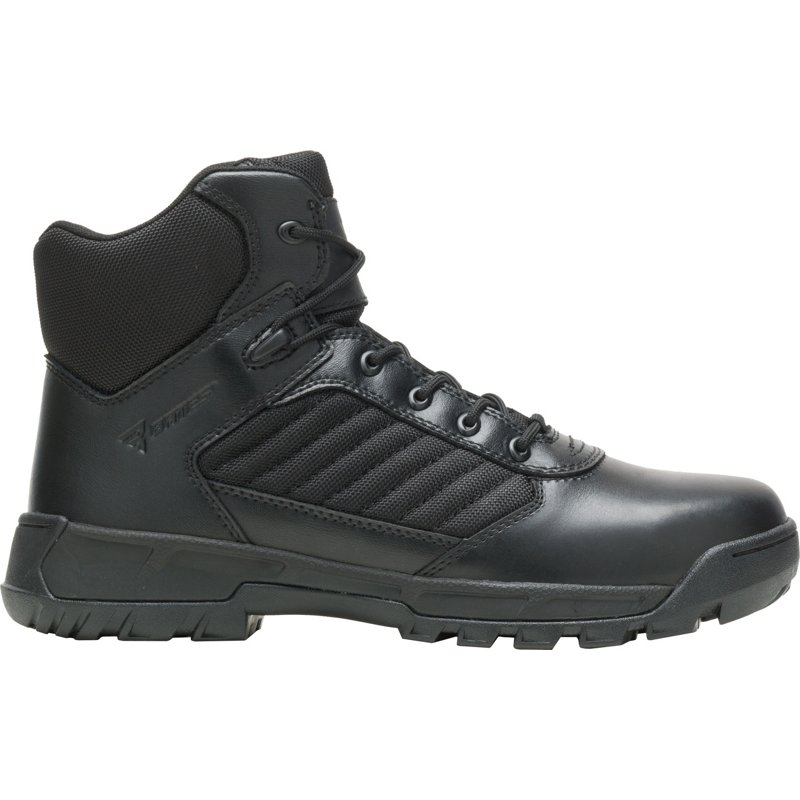 Military/Tactical Boot, All Leather Upper, Rubber Outsole, Plain Toe, Lace Up, Black, 9-1/2 M