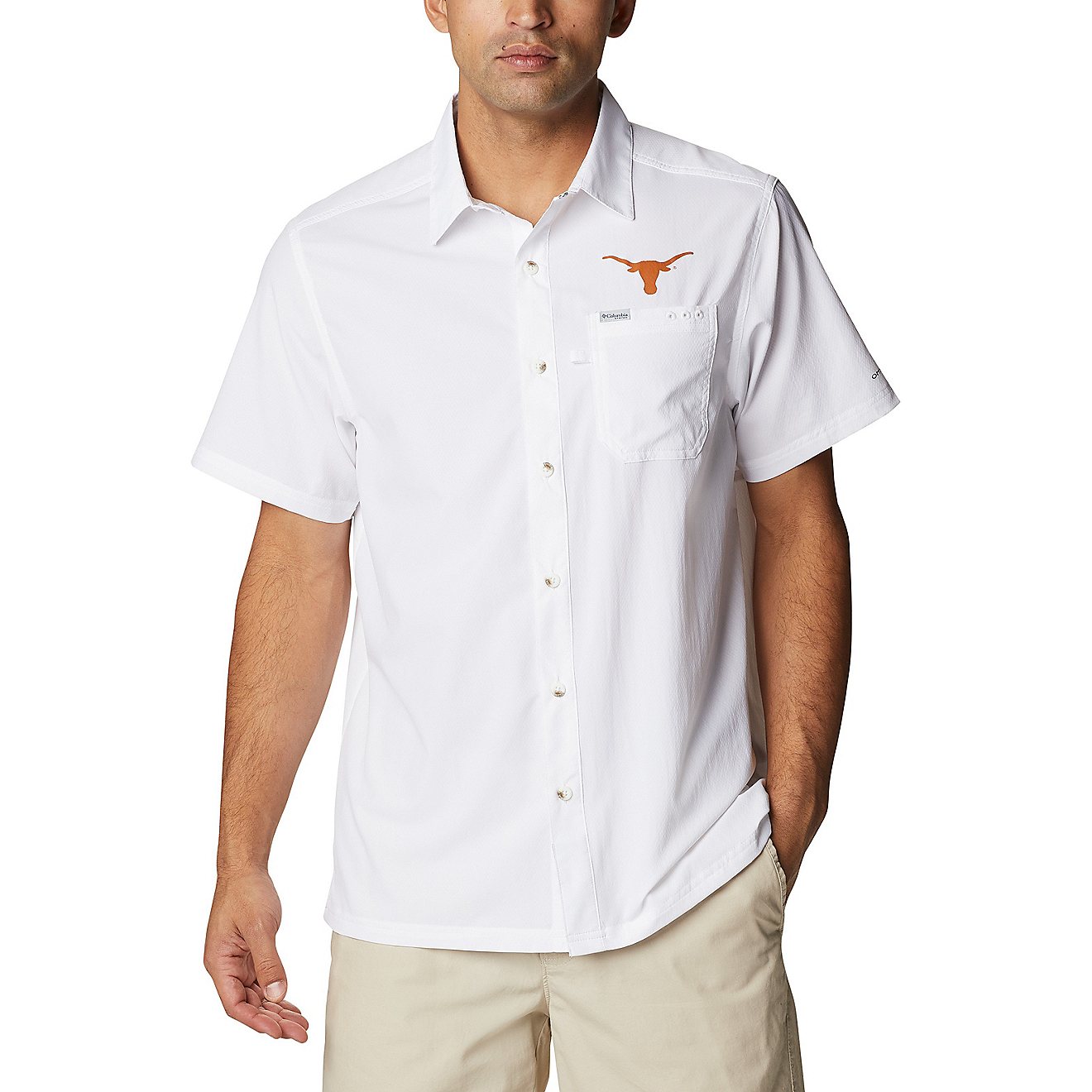Columbia Sportswear Men's University of Texas Slack Tide Flag Camp Button Down Shirt                                             - view number 1
