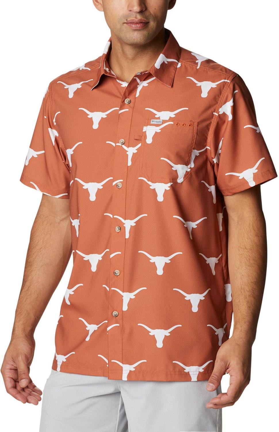 Columbia Sportswear Men's University of Texas CLG Super Slack Tide™ Logo Print Shirt                                           - view number 1 selected