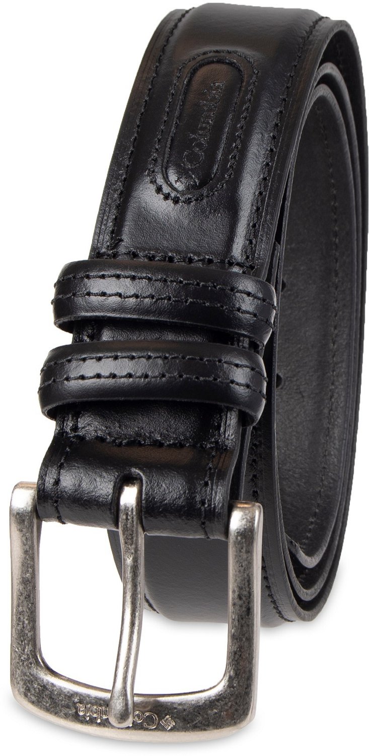 1 1/2' Smooth Black Leather Belt With Double Loop 