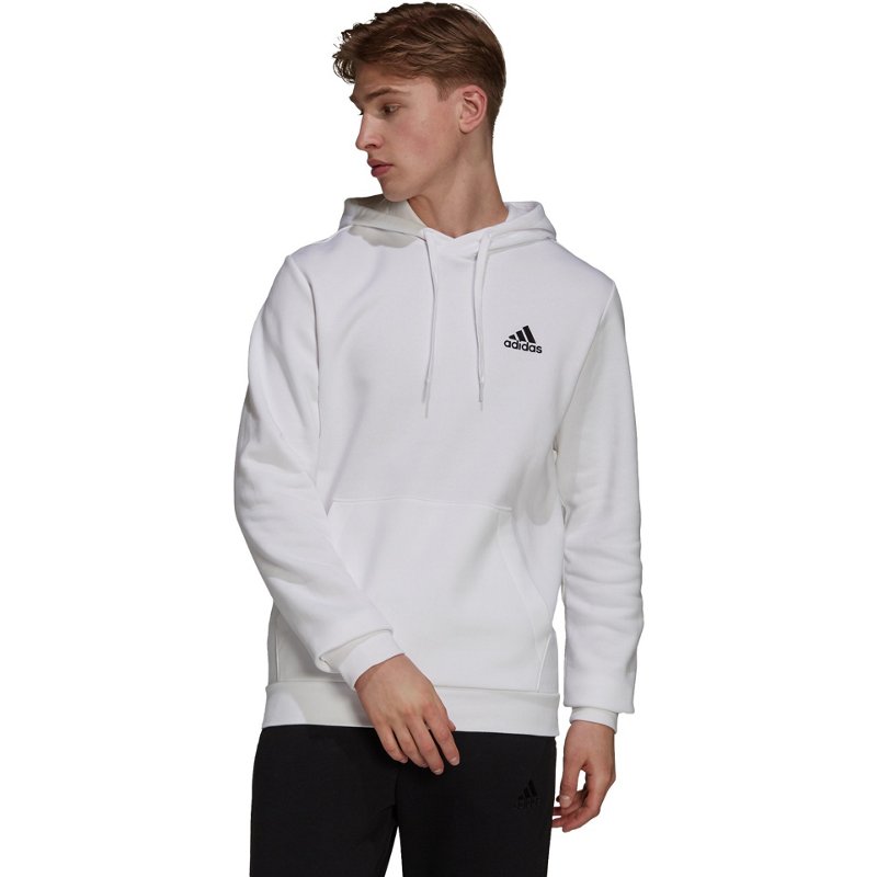 adidas Men's Feel Cozy Pullover Hoodie White, Medium - Men's Athletic Fleece at Academy Sports product image