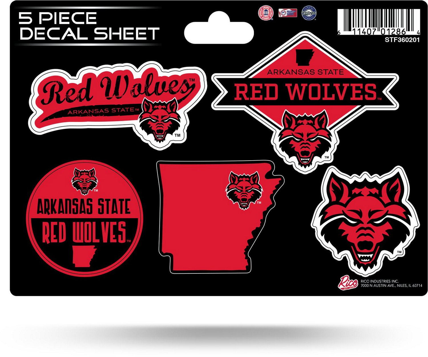 Rico Arkansas State University 5-Piece Sticker Sheet