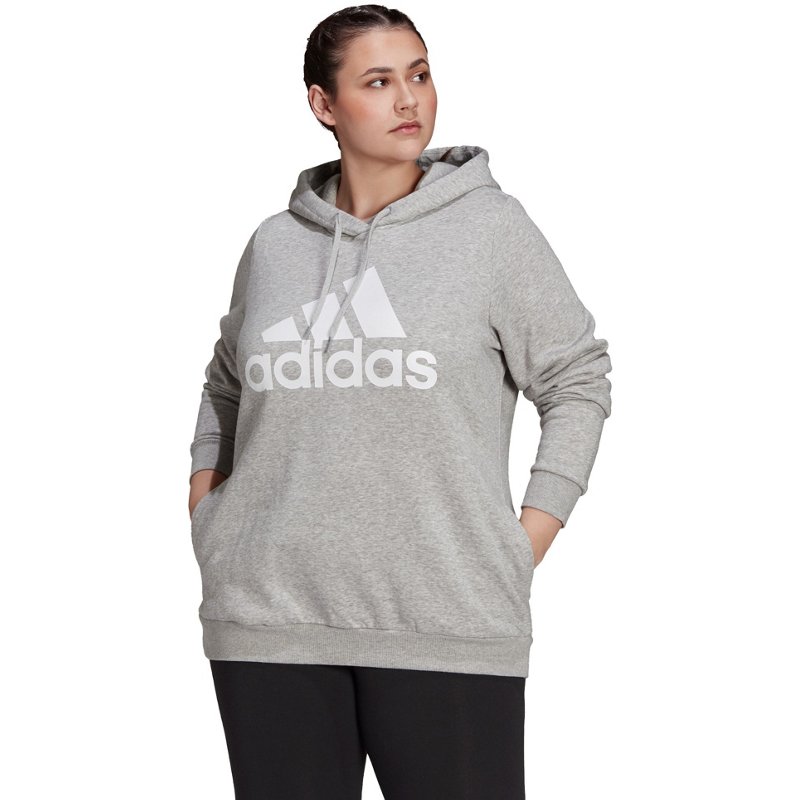 adidas Women's Badge of Sport Fleece Plus Size Hoodie Gray Light, 1X - Women's Athletic Fleece at Academy Sports product image