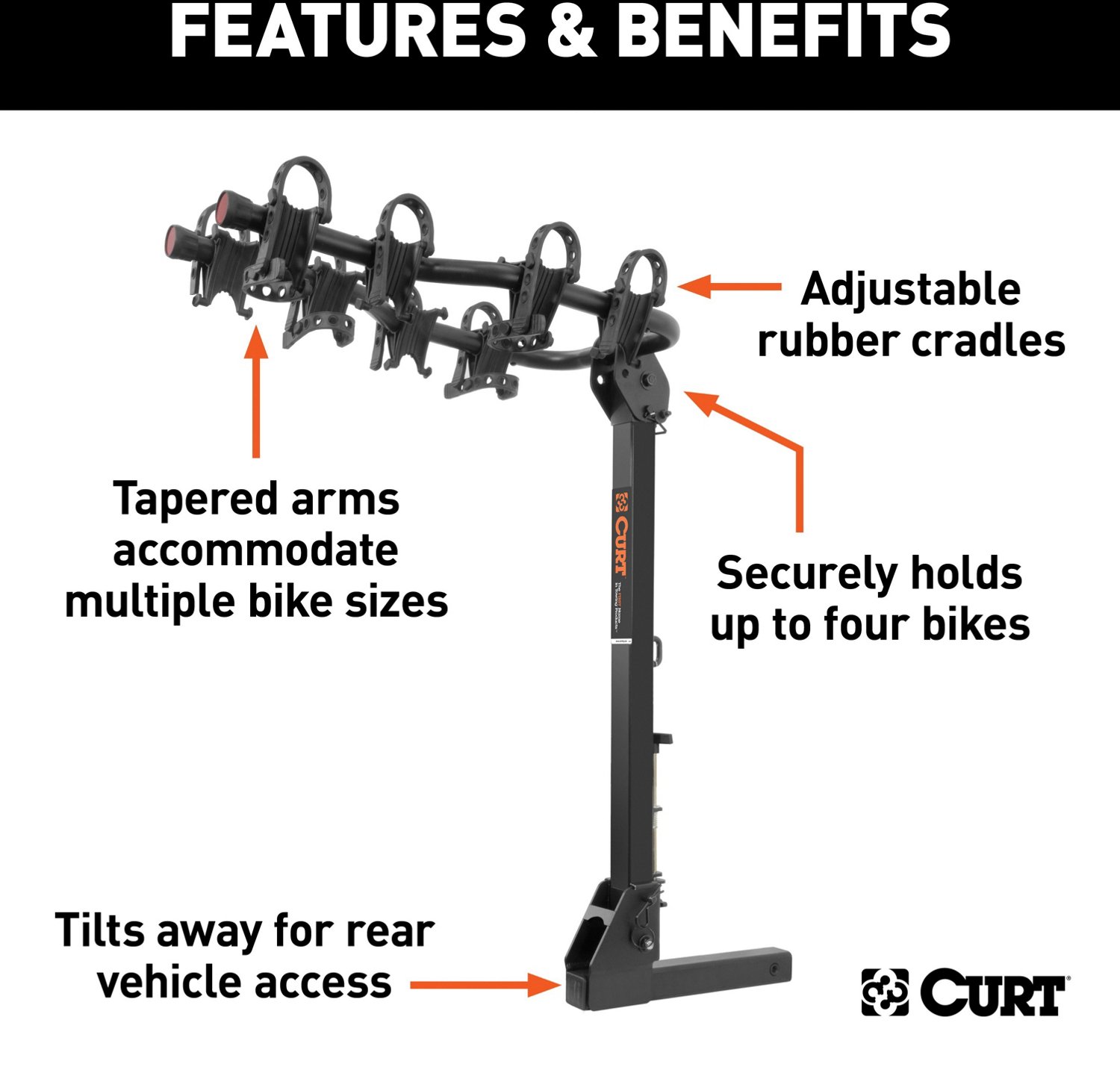 CURT Premium Hitch-Mounted 4-Bike Rack - view number 4