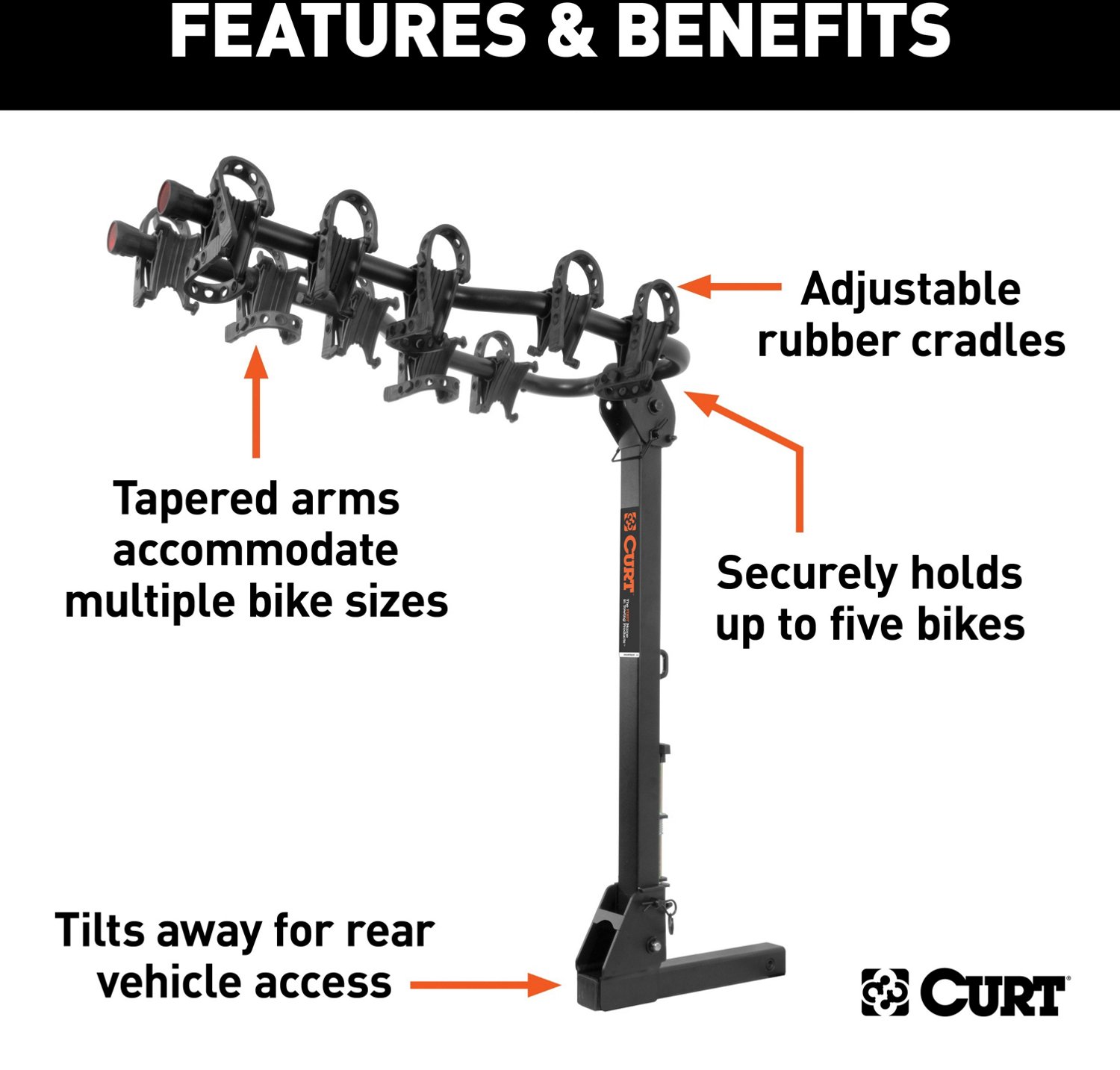 CURT Premium Hitch-Mounted 5-Bike Rack - view number 4