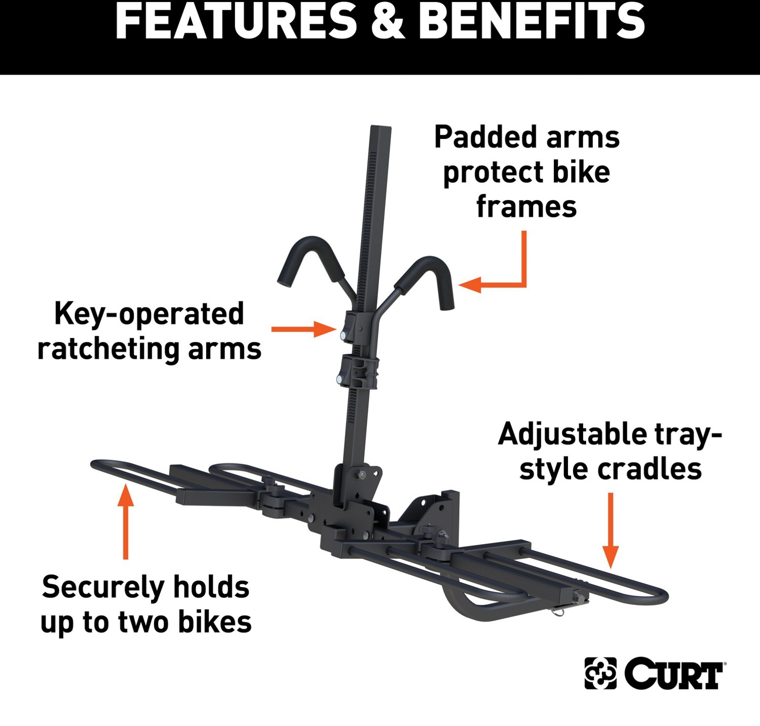 CURT Tray-Style Hitch-Mounted 2-Bike Rack                                                                                        - view number 3