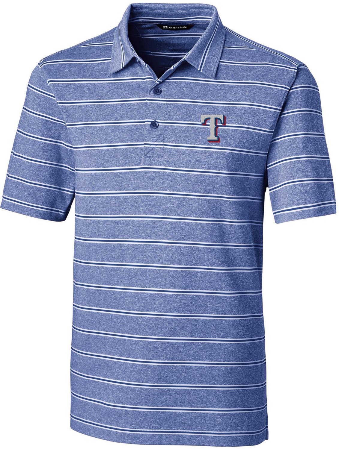 Cutter & Buck Men's Texas Rangers Forge Heather Stripe Short Sleeve ...