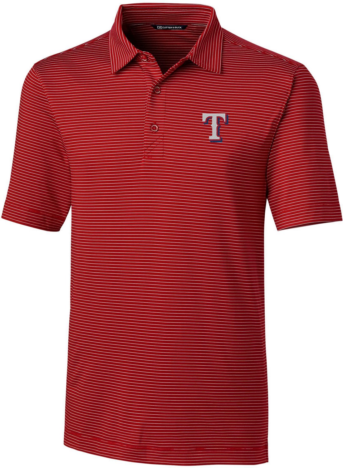 Cutter & Buck Men's Texas Rangers Forge Pencil Stripe Big and Tall Short Sleeve Polo Shirt