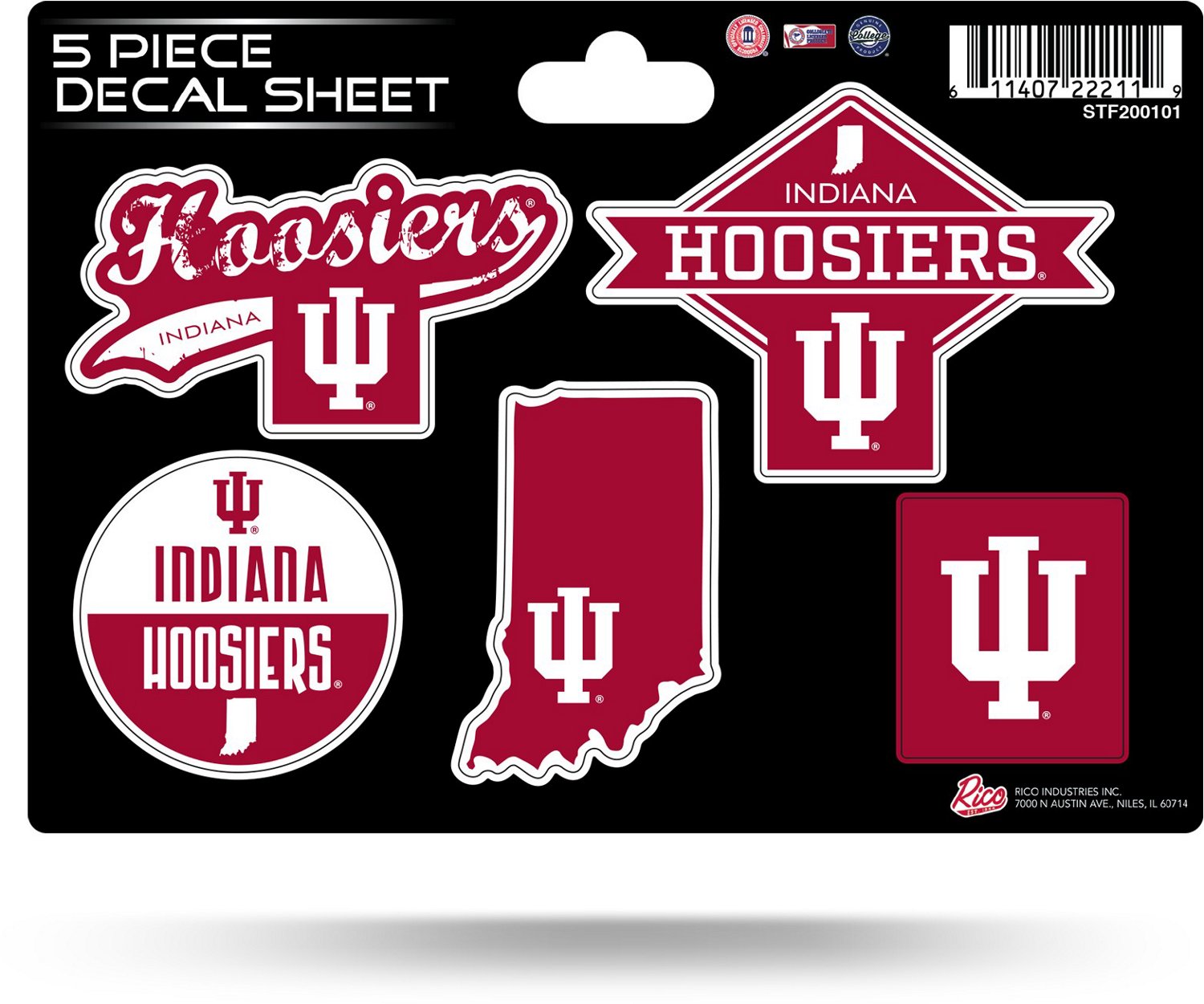 Rico Indiana University 5-piece Sticker Sheet