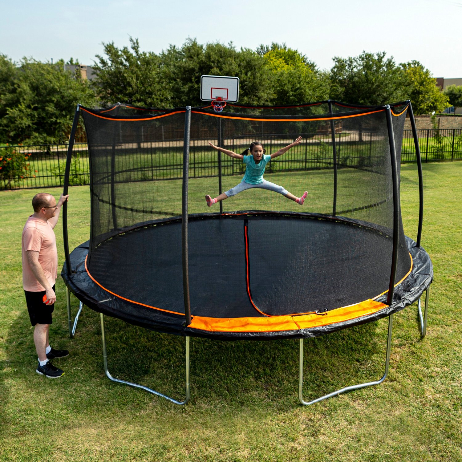 Jumpking 15 ft Round Trampoline with Basketball Hoop - view number 3