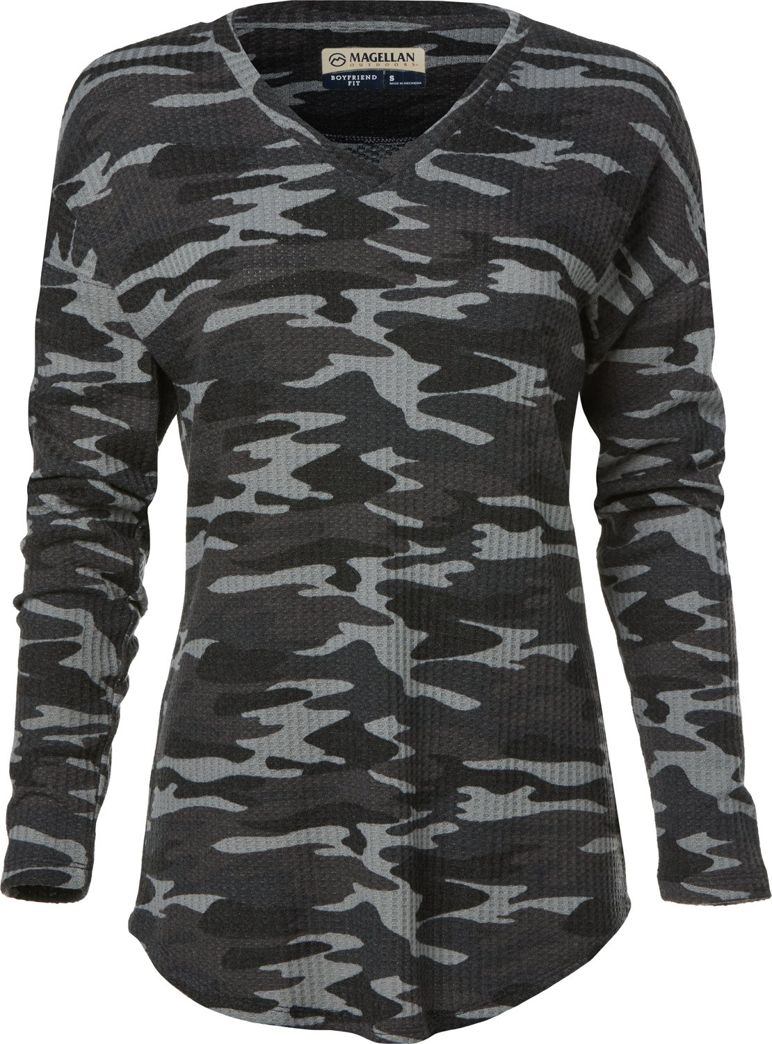 Magellan Outdoors Women's Happy Camper Waffle Camo Long Sleeve Shirt