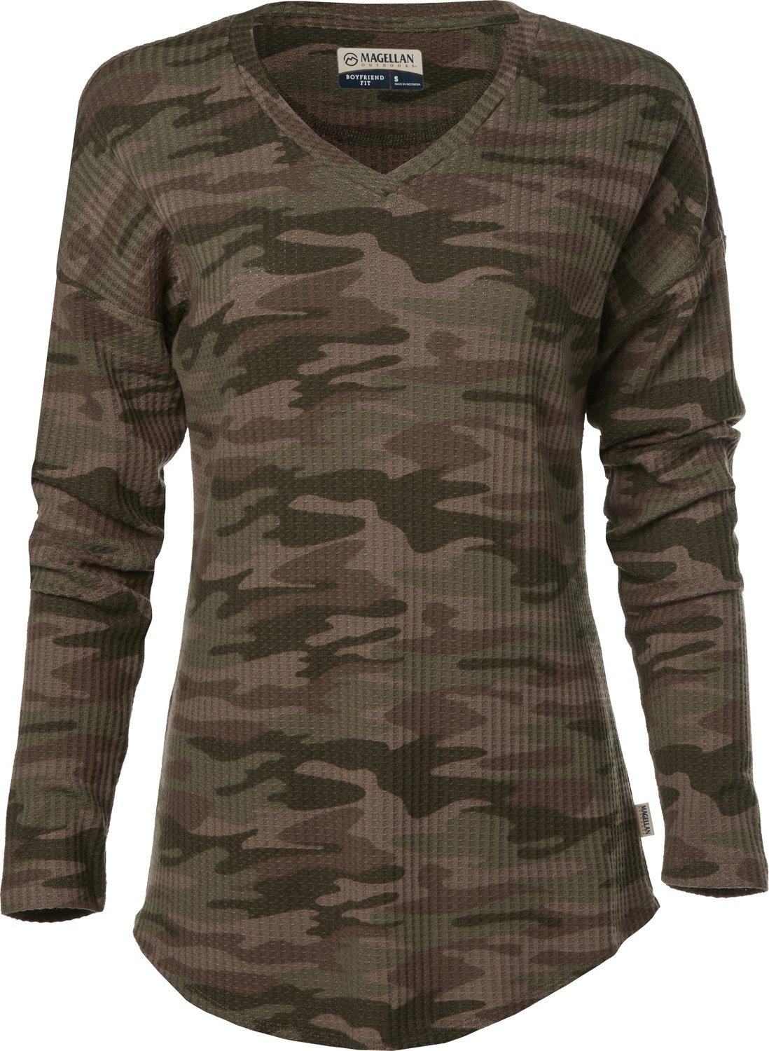 Magellan Outdoors Women's Happy Camper Waffle Camo Long Sleeve Shirt