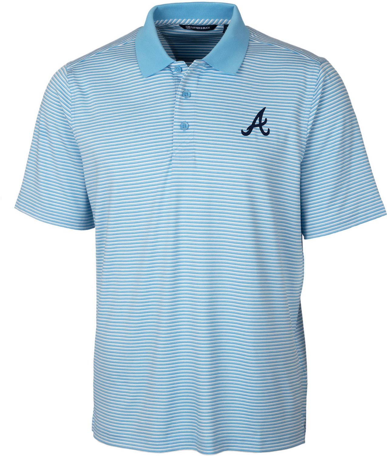 Atlanta Braves Cutter & Buck Forge Eco Double Stripe Stretch Recycled Polo  - Gray/White