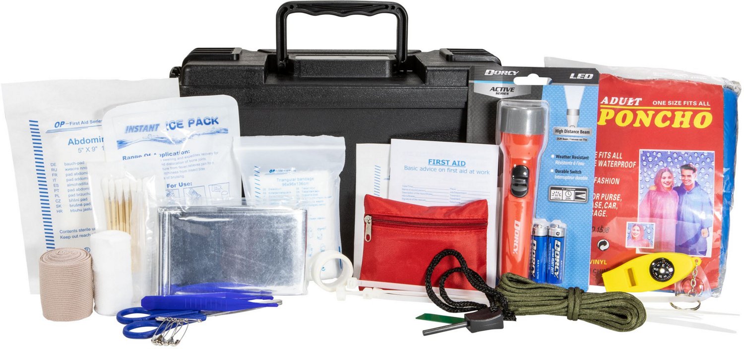 Life Gear 150 Piece First Aid Survival Kit Academy