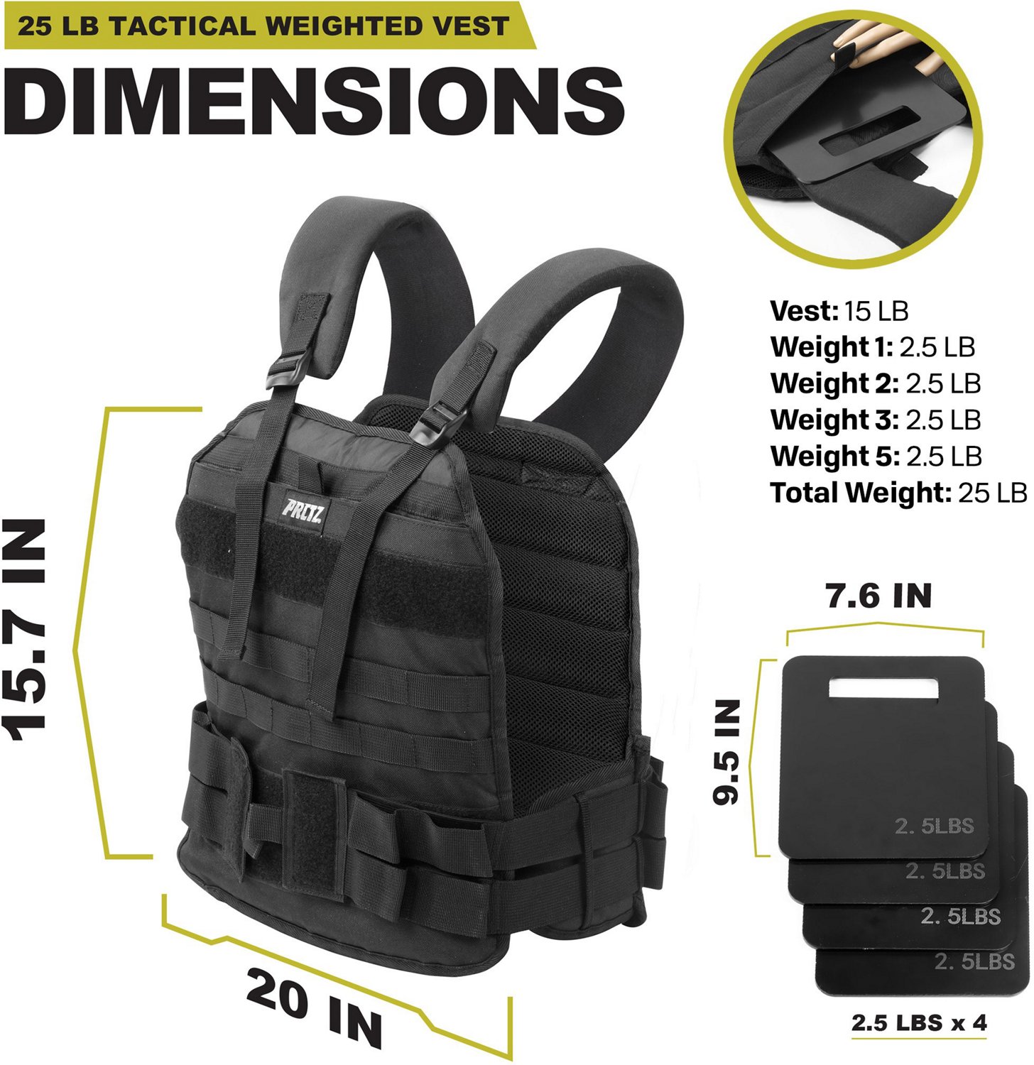 PRCTZ Adjustable Tactical Weight Vest Academy