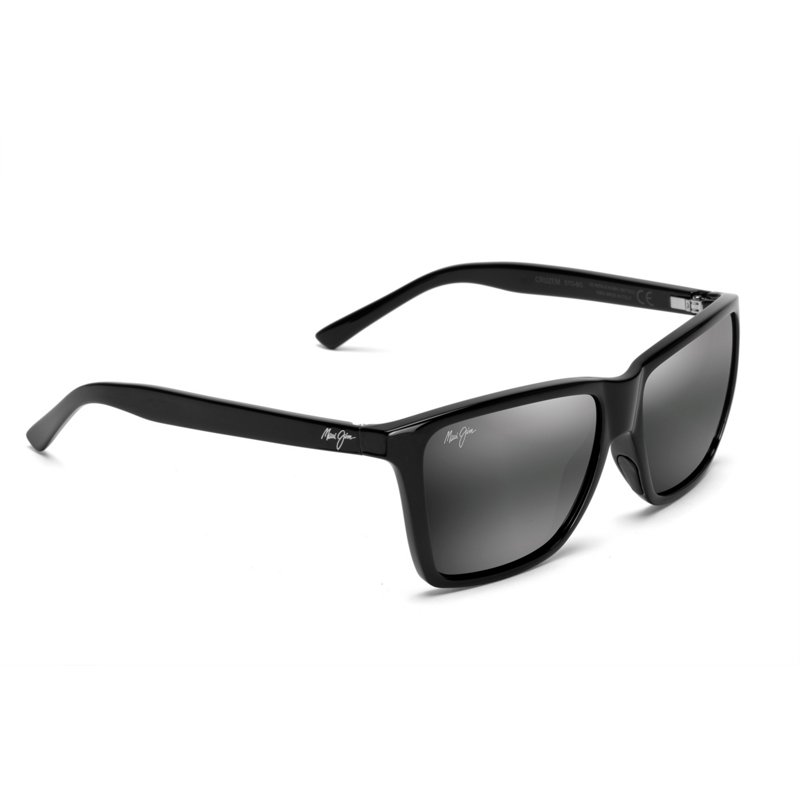 Photos - Wrist Watch Maui Jim Men's Cruzem Polarized Wayfarer Sunglasses Black/Gray - Case Sung