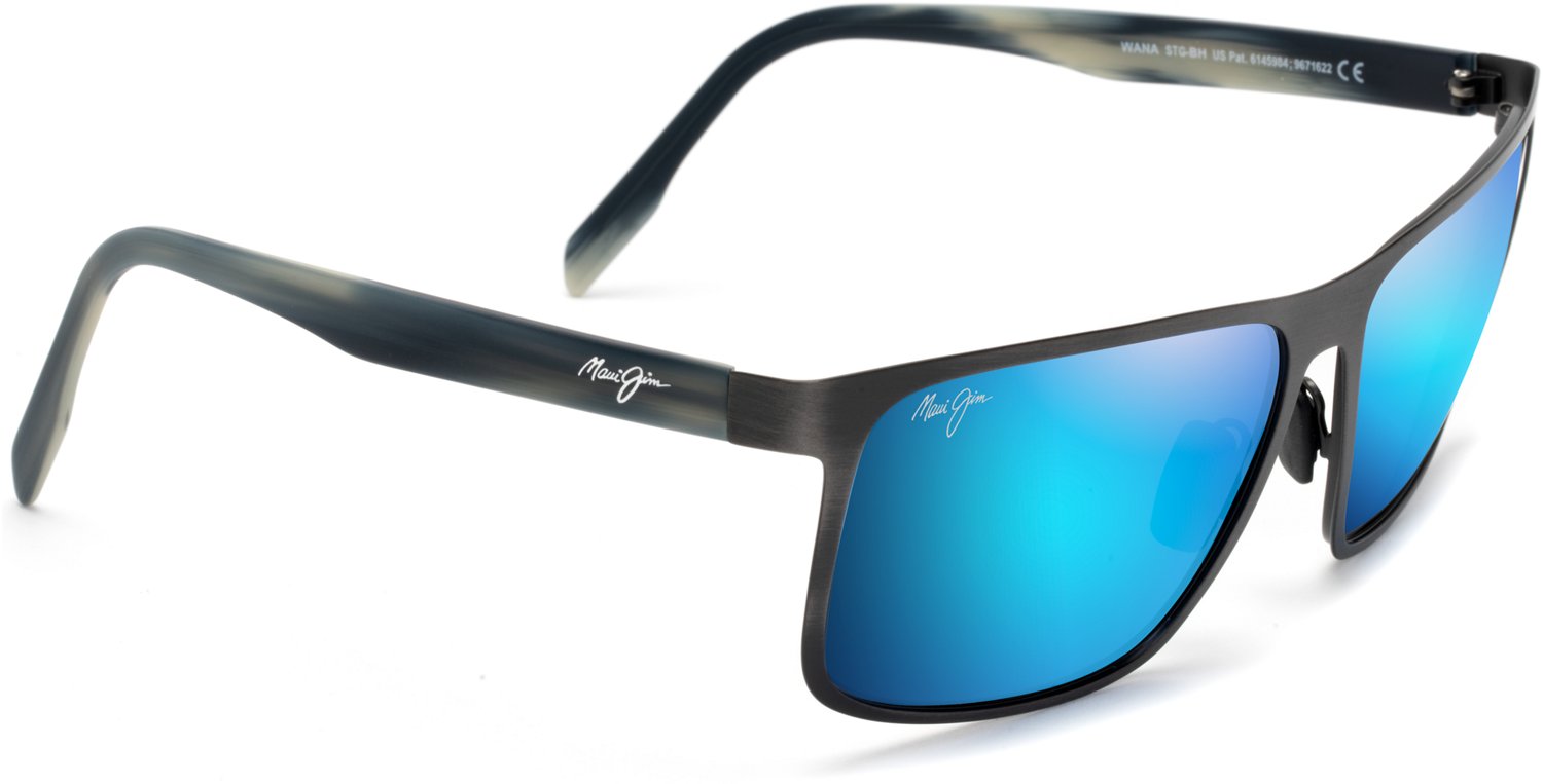 Maui Jim Mens Wana Polarized Rectangle Sunglasses Academy