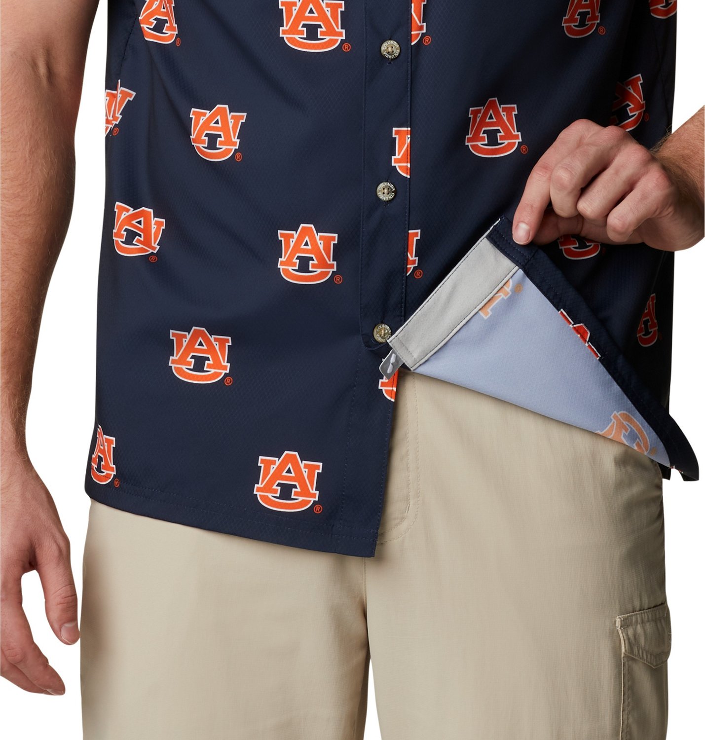 Columbia Sportswear Men's Auburn University CLG Super Slack Tide™ Logo Print Shirt                                             - view number 5