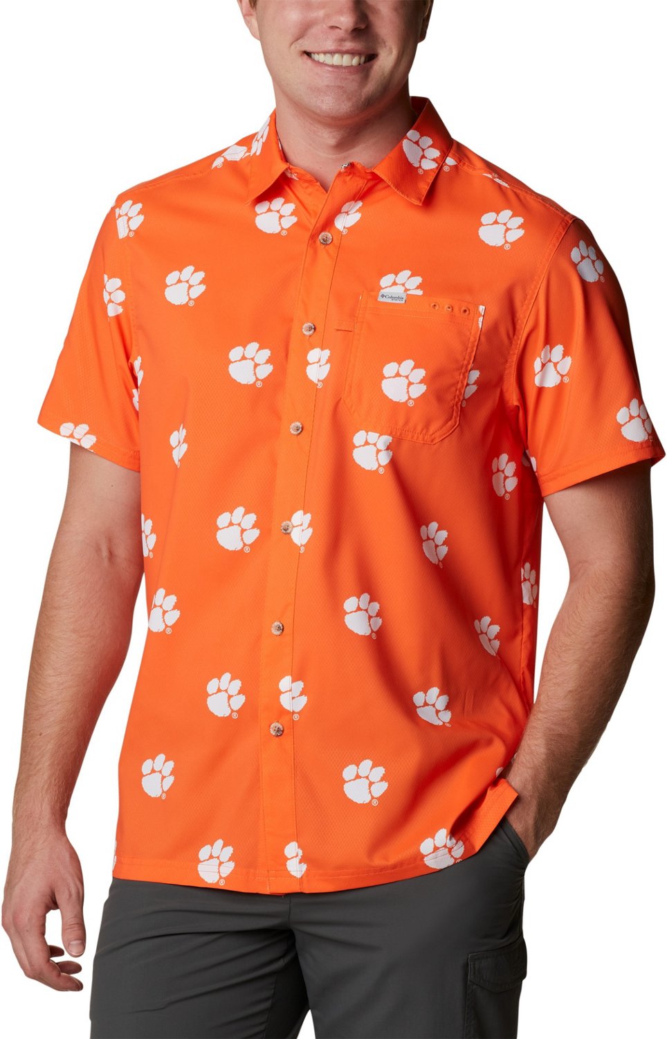 Columbia Sportswear Men's Clemson University CLG Super Slack Tide™ Logo Print Shirt