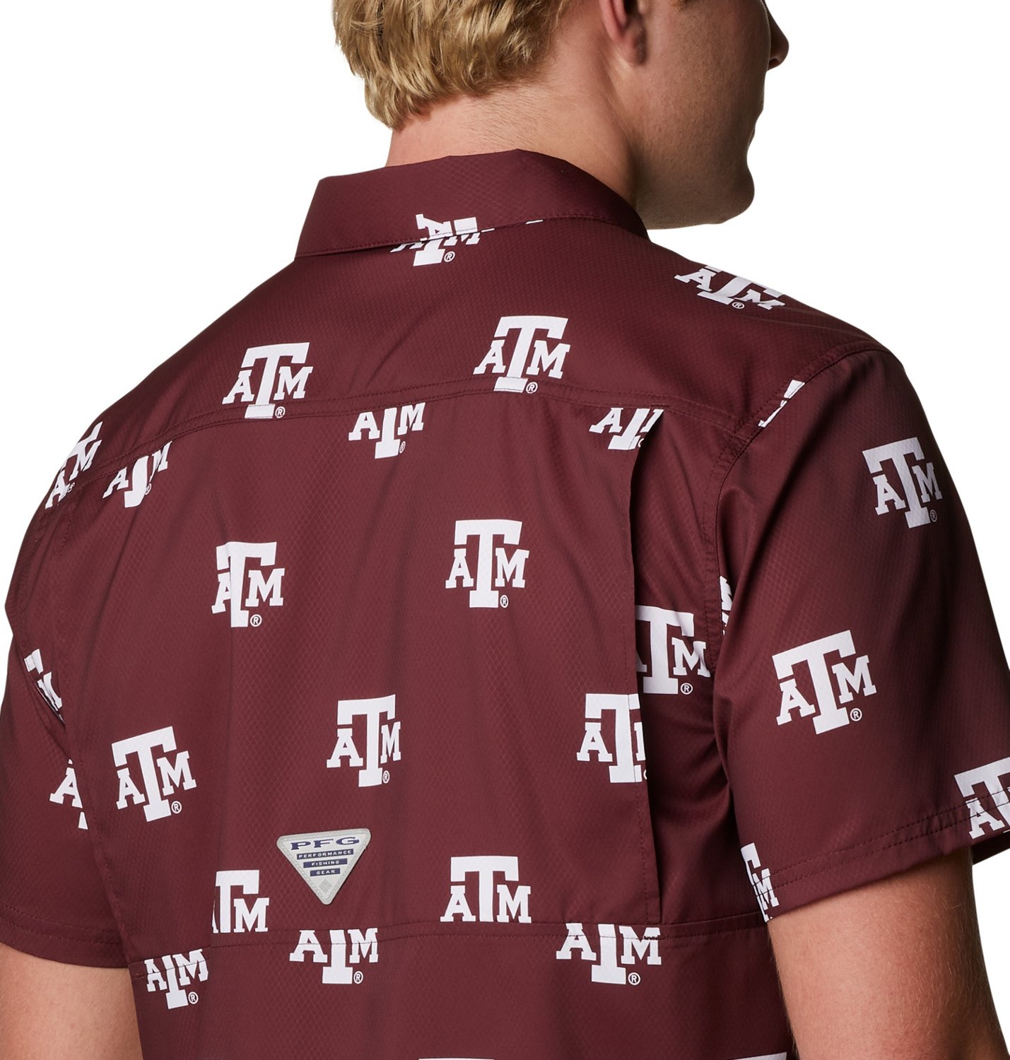 Columbia Sportswear Men's Texas A&M University CLG Super Slack Tide™ Logo Print Shirt - view number 4