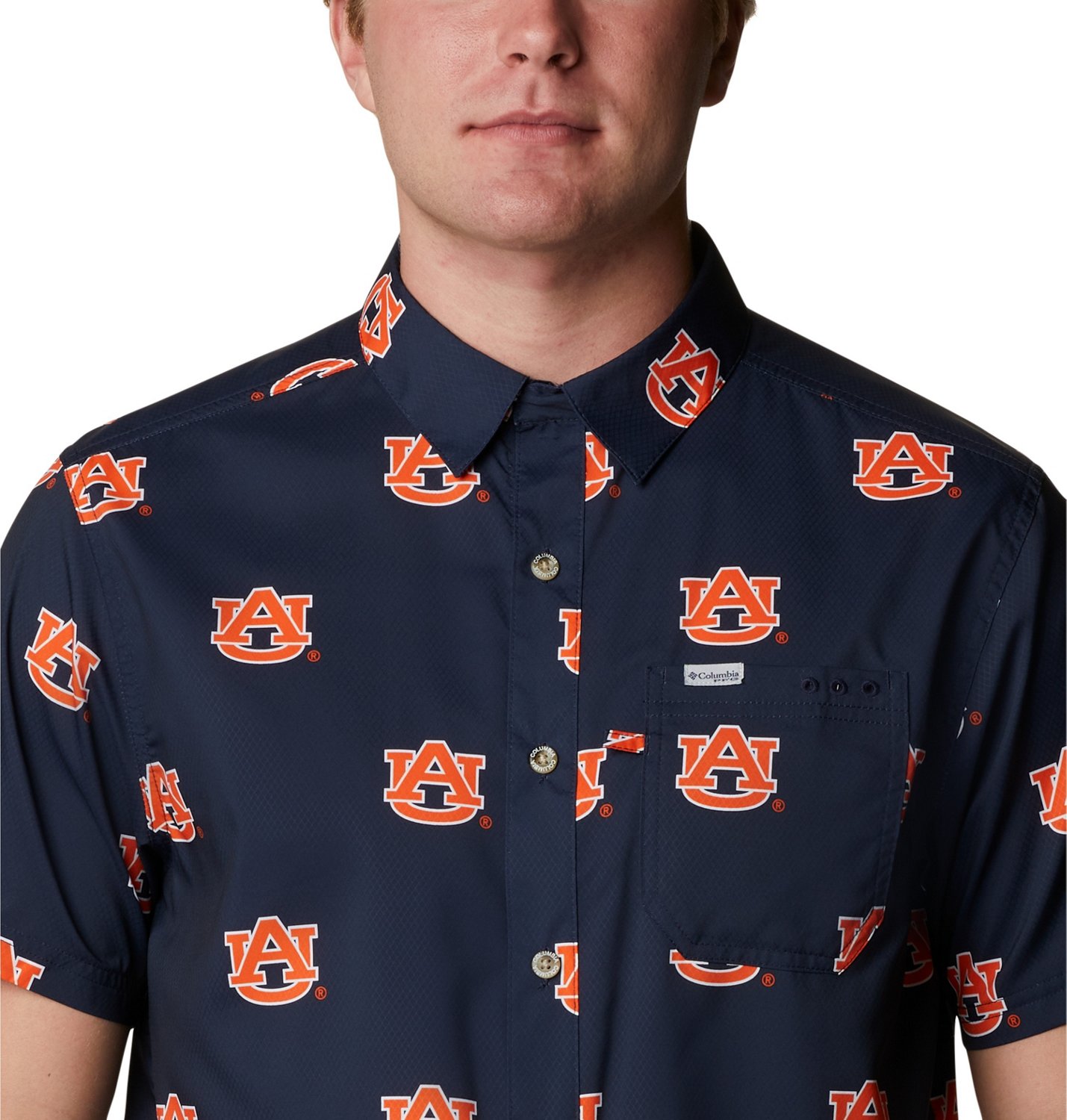 Columbia Sportswear Men's Auburn University CLG Super Slack Tide™ Logo Print Shirt                                             - view number 3
