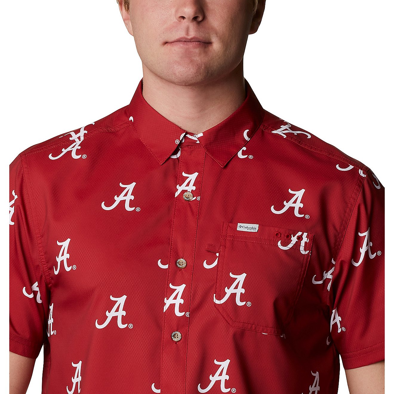 Columbia Sportswear Men's University of Alabama CLG Super Slack Tide™ Logo Print Shirt                                         - view number 3
