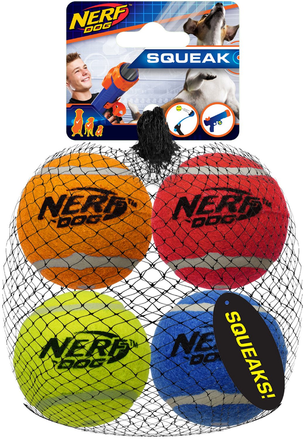 NERF Dog 2.5 in Squeak Tennis Ball 4 Pack