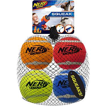 NERF Dog 2.5 in Squeak Tennis Ball 4 Pack                                                                                       