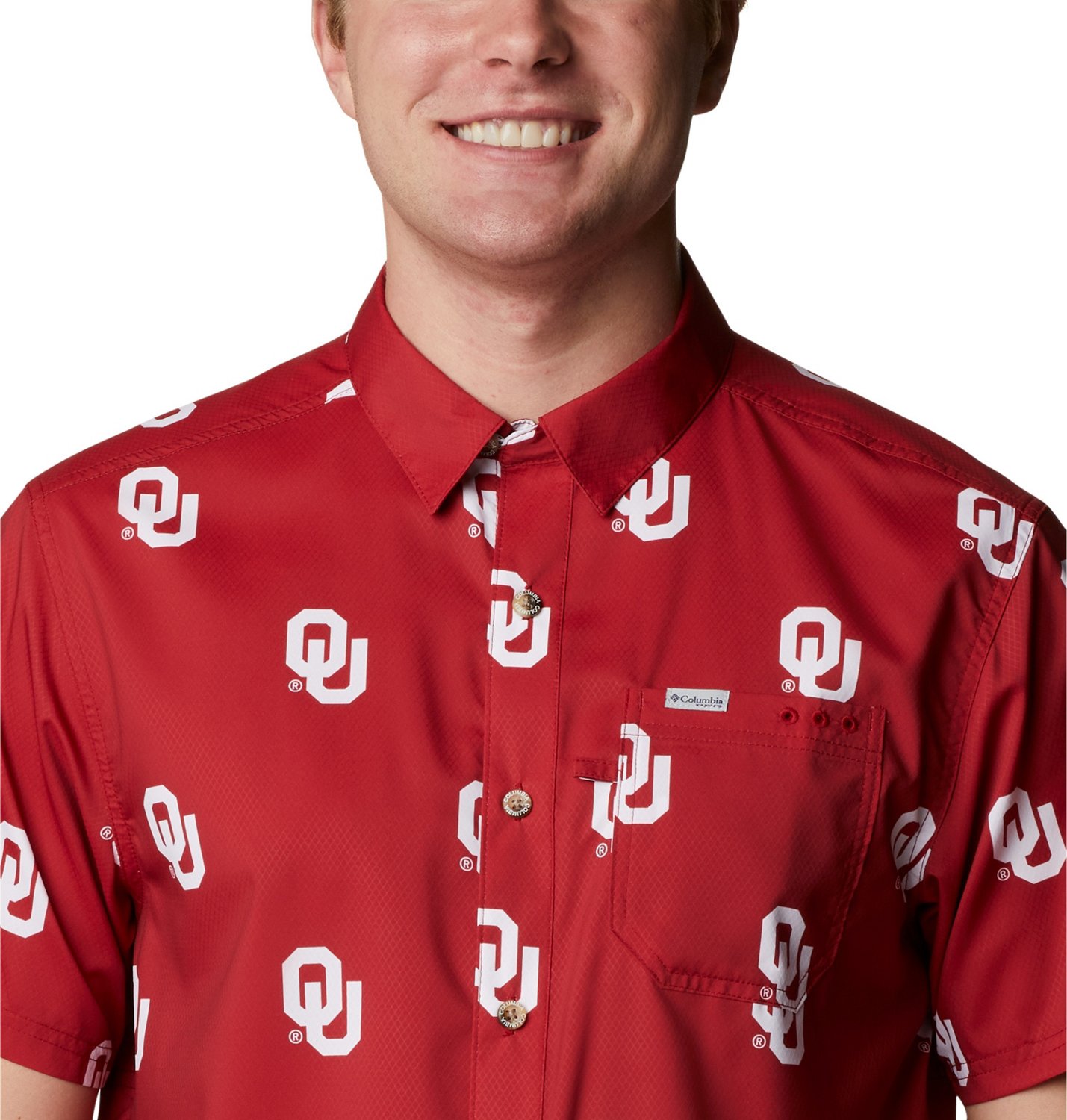 Columbia Sportswear Men's University of Oklahoma CLG Super Slack Tide™ Logo Print Shirt - view number 4