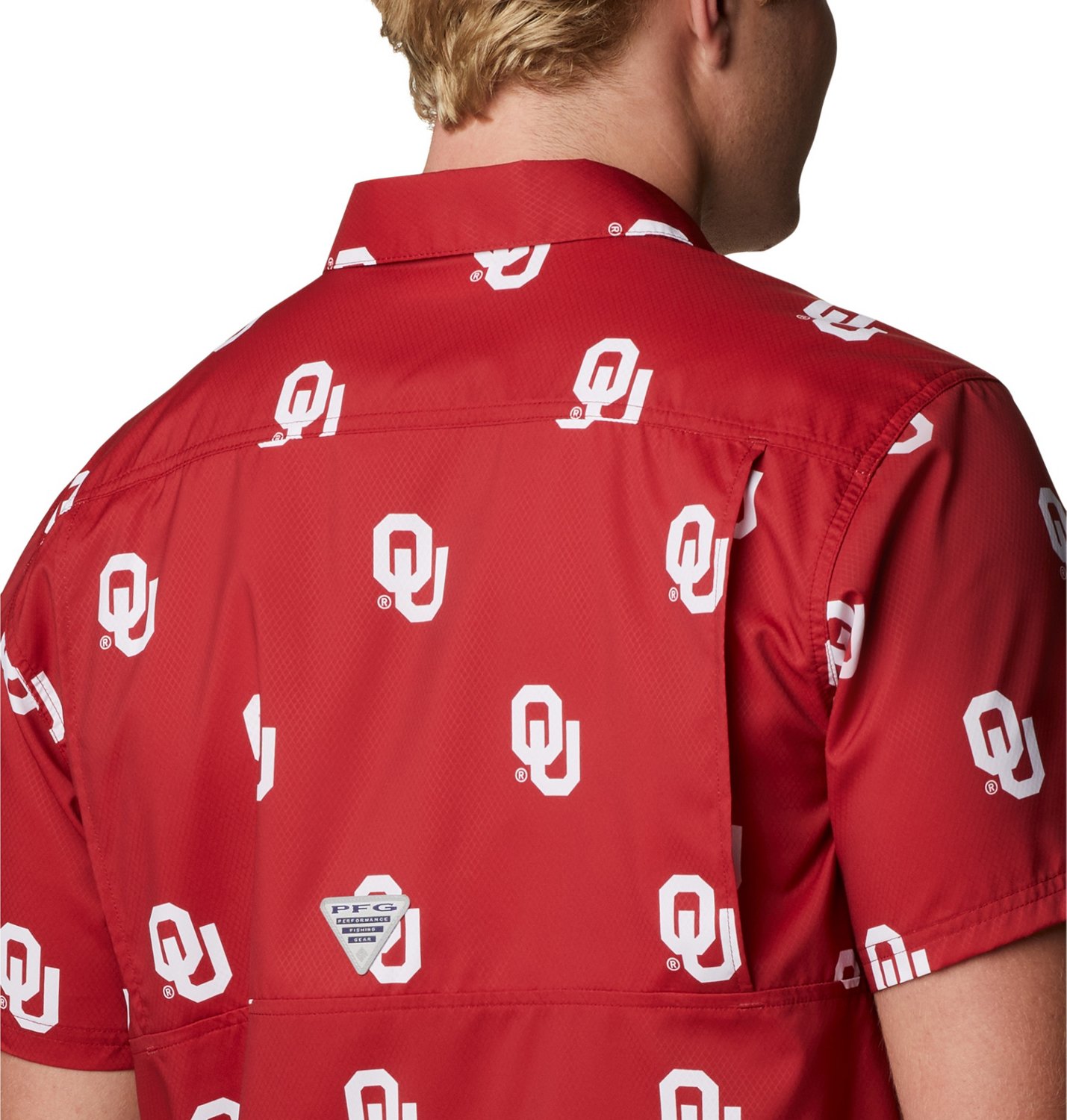 Columbia Sportswear Men's University of Oklahoma CLG Super Slack Tide™ Logo Print Shirt - view number 5