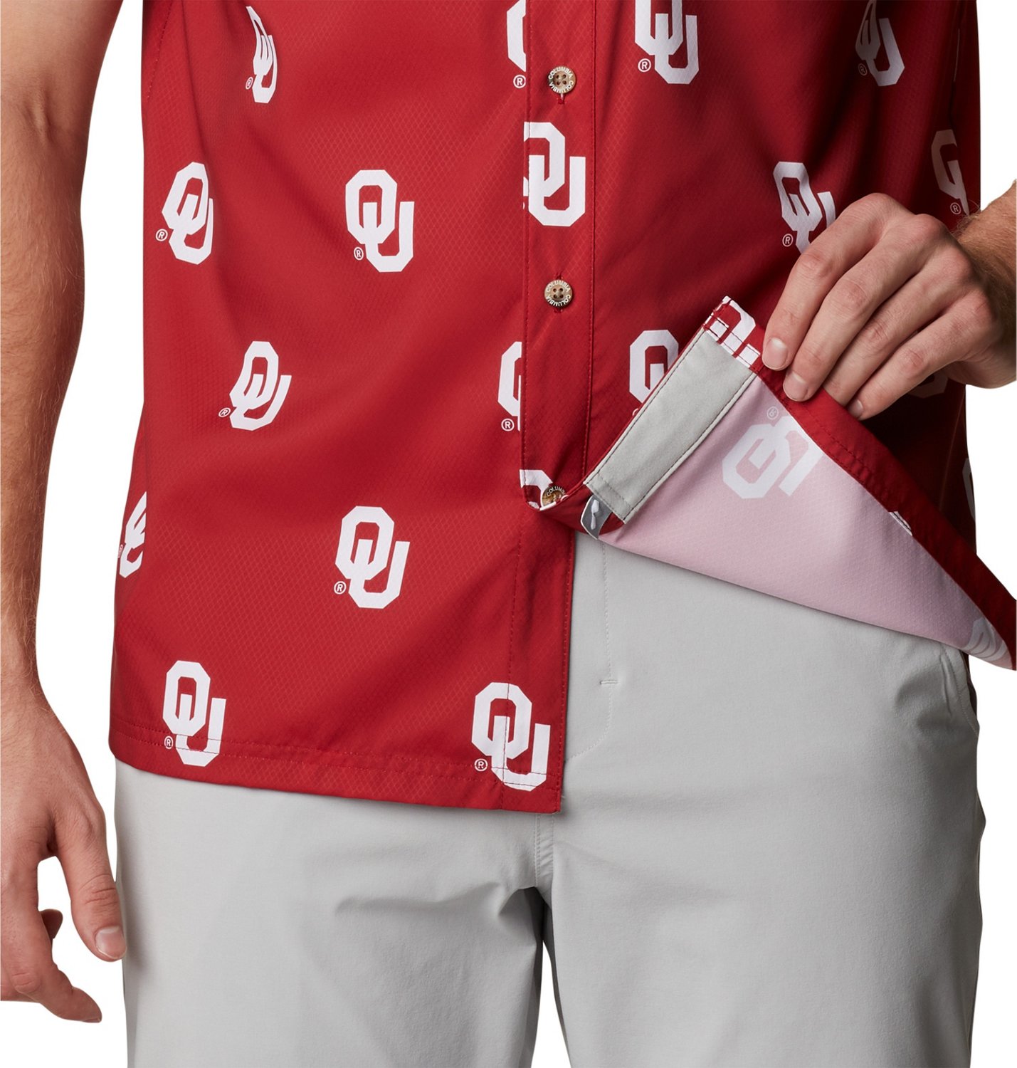Columbia Sportswear Men's University of Oklahoma CLG Super Slack Tide™ Logo Print Shirt - view number 6