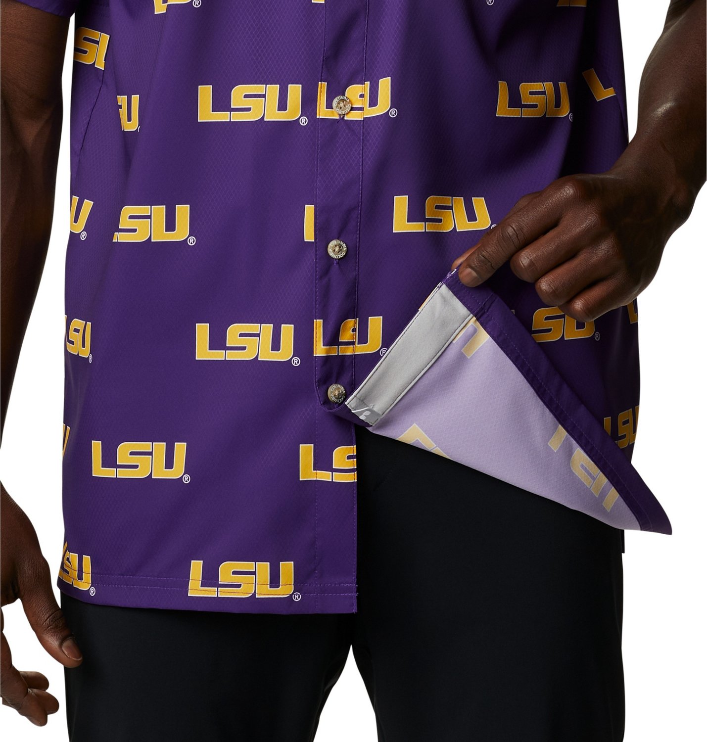 Columbia Sportswear Men's Louisiana State University CLG Super Slack Tide™ Logo Print Shirt - view number 6