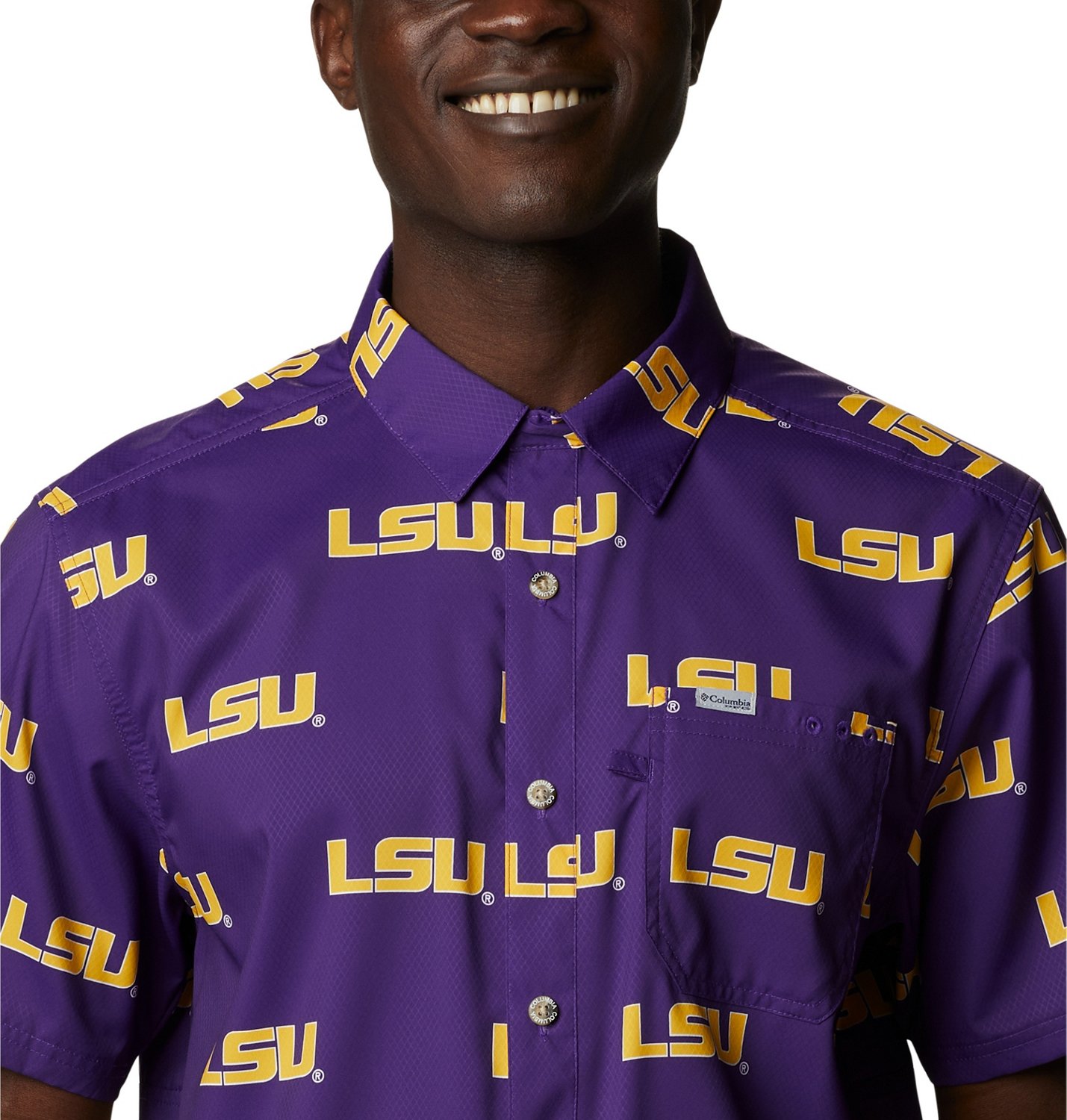 Columbia Sportswear Men's Louisiana State University CLG Super Slack Tide™ Logo Print Shirt - view number 4