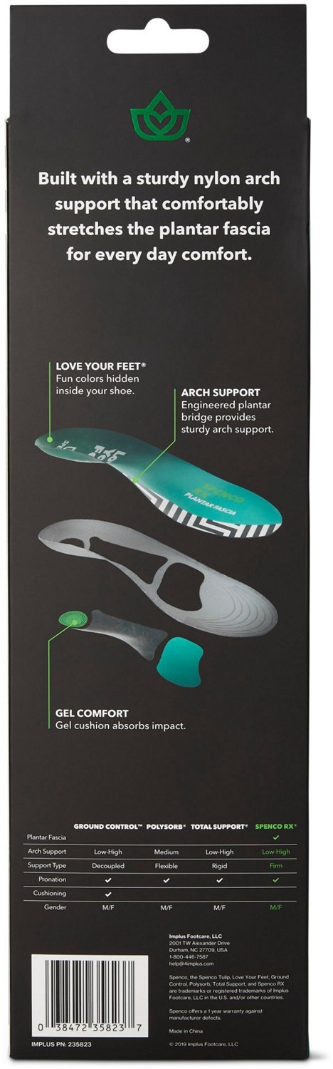 Spenco Full Length Plantar Fascia Insoles Academy