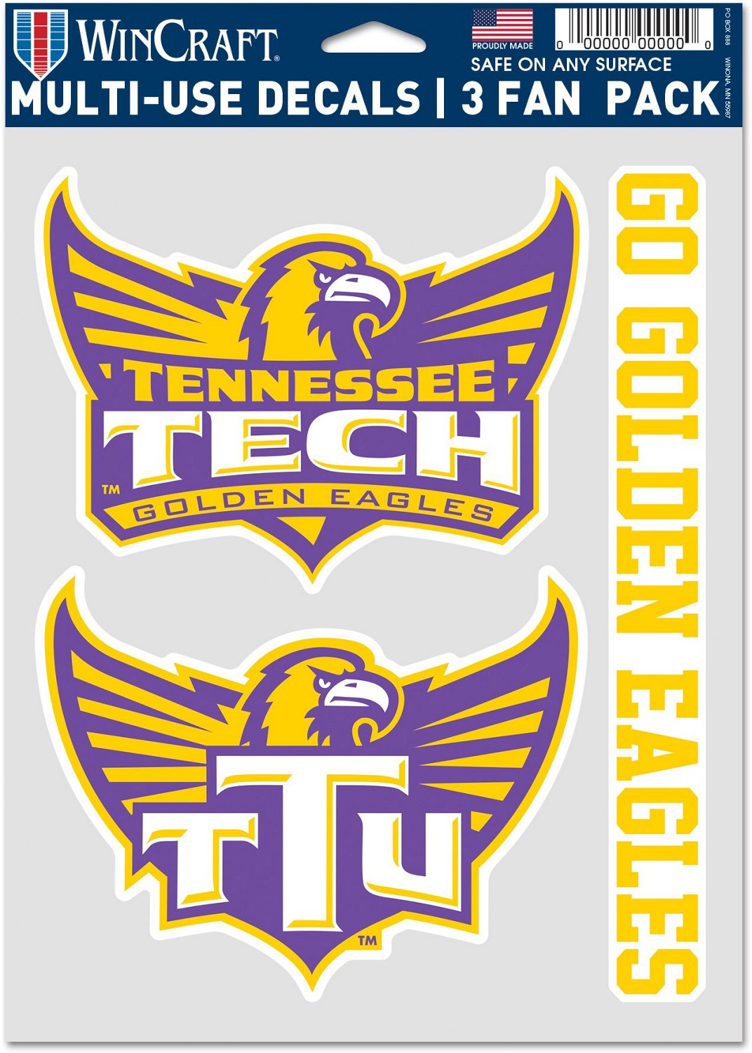 WinCraft Tennessee Tech University Fan Decal 3Pack Academy