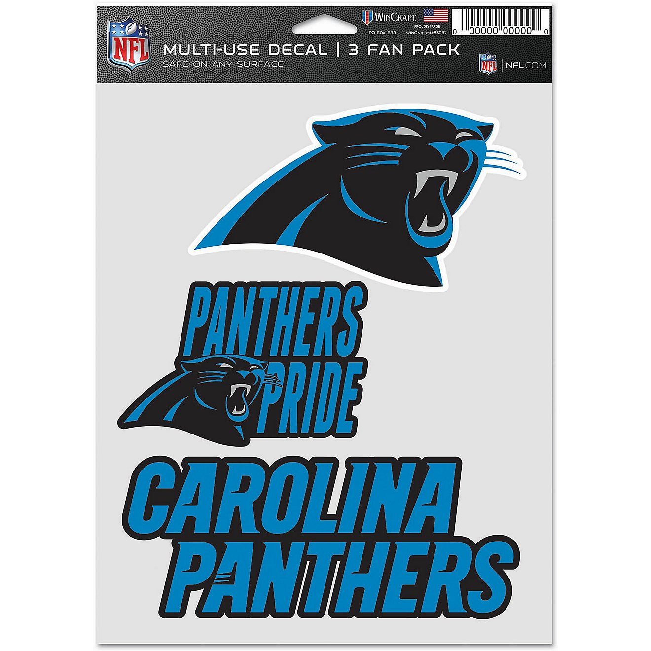 WinCraft Carolina Panthers Fan Decals 3-Pack                                                                                     - view number 1