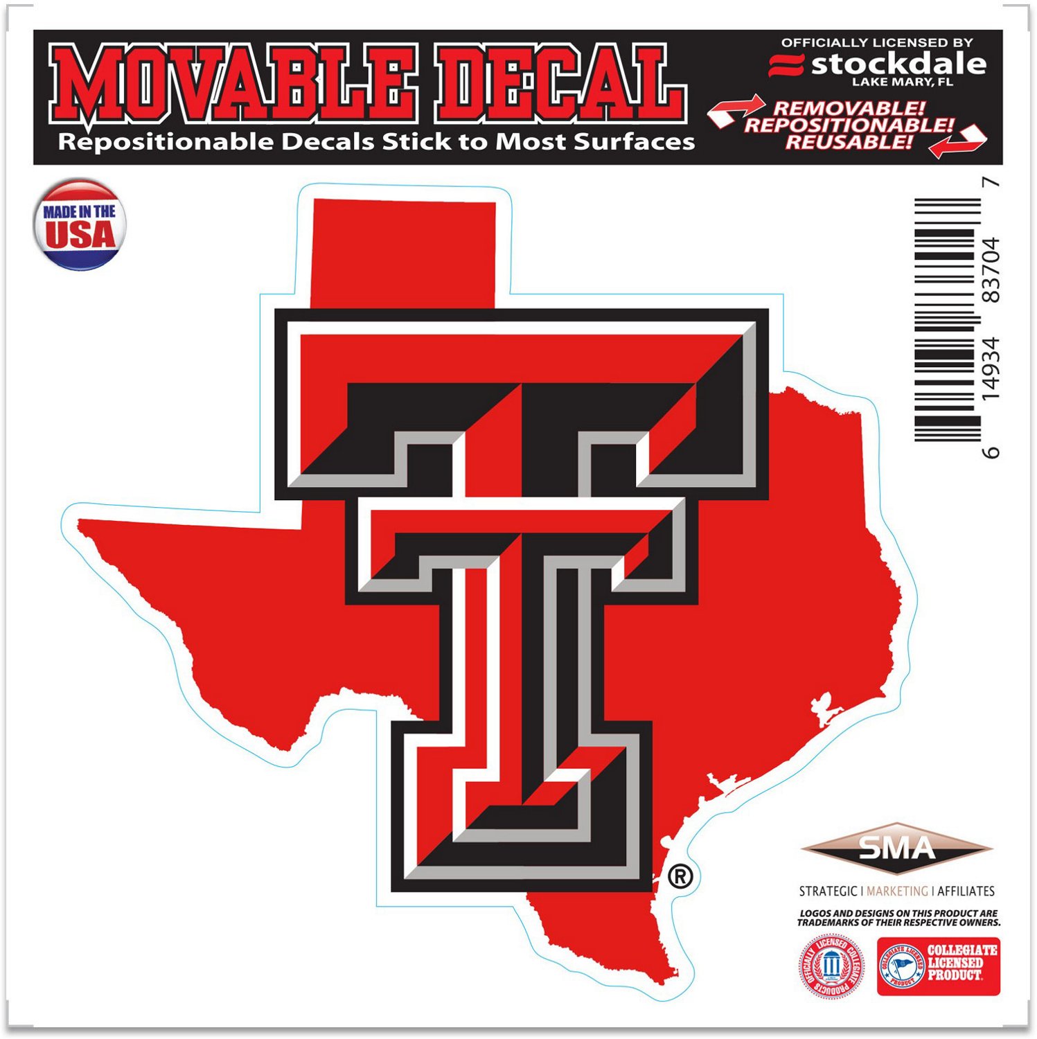 WinCraft Texas Tech University 6x6 State Decal