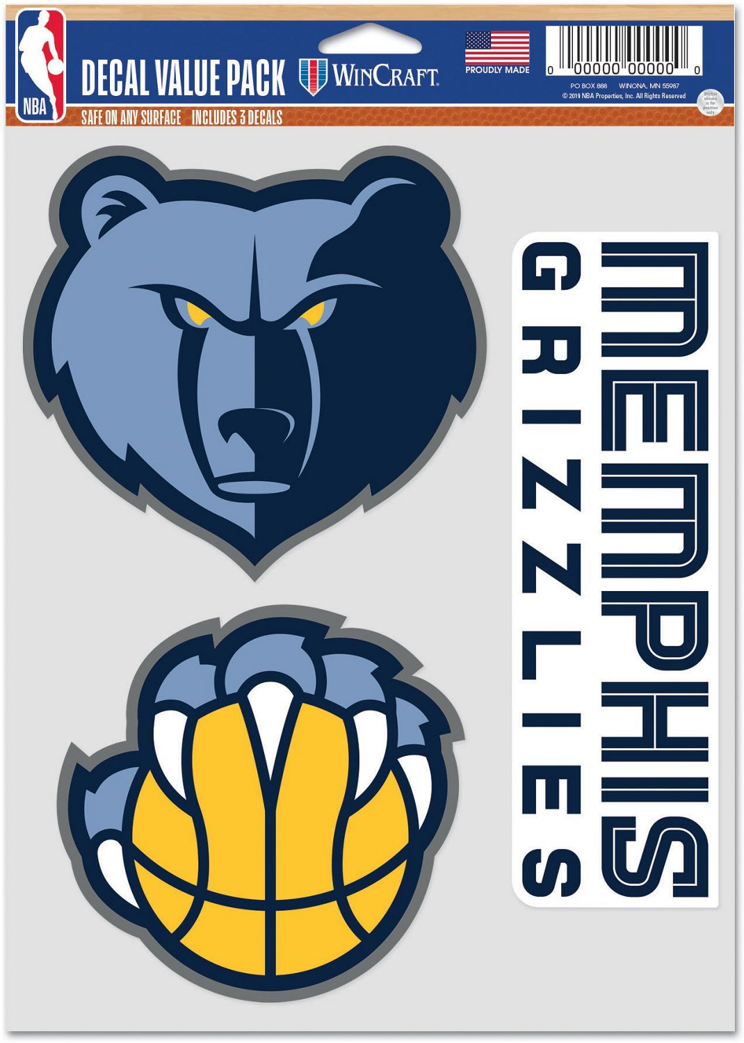 WinCraft Memphis Grizzlies Fan Decals 3Pack Academy