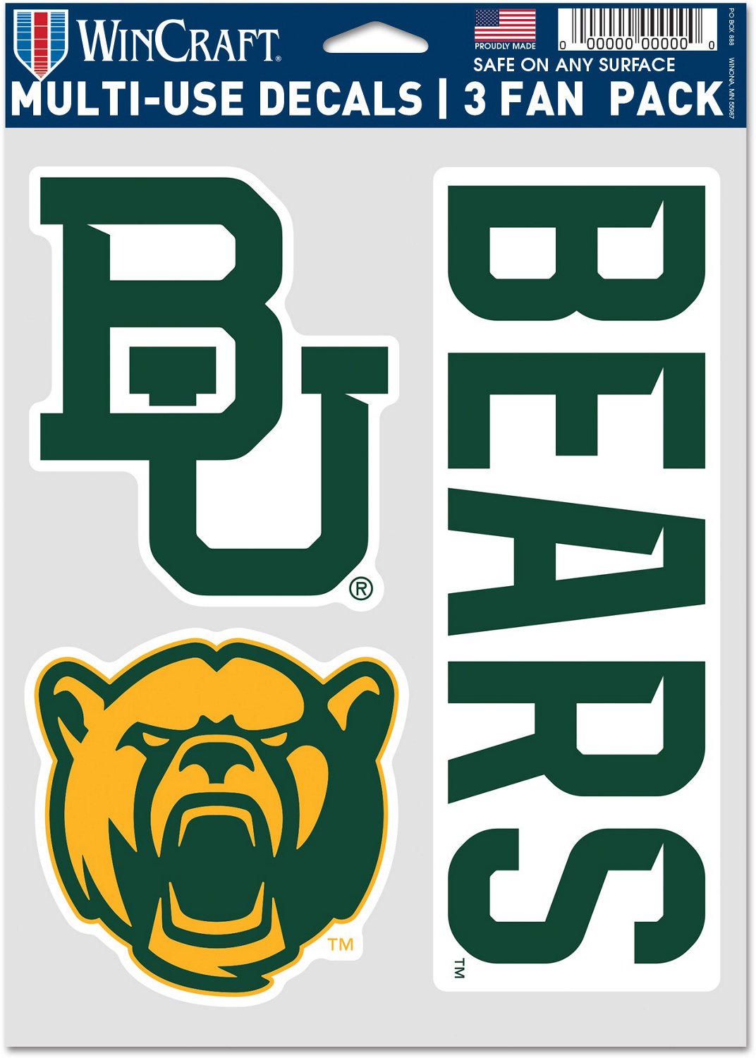 WinCraft Baylor University Fan Decals 3-Pack - view number 1