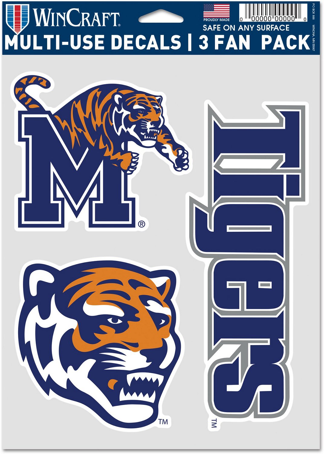 WinCraft University of Memphis Fan Decals 3-Pack