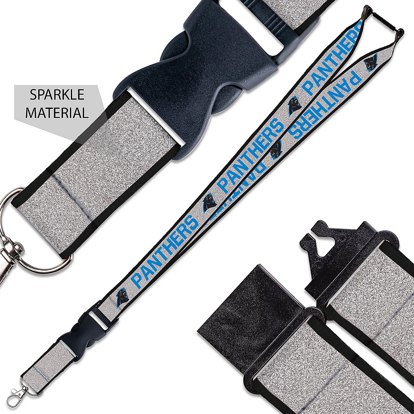 WinCraft Carolina Panthers Glitter Buckle 1 in Lanyard                                                                           - view number 1