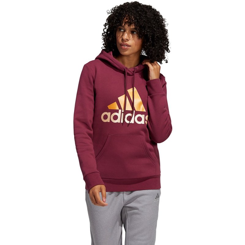 Adidas Women’s BOS 2-Tone Fleece Hoodie Maroon, Small - Women's Athletic Fleece at Academy Sports product image