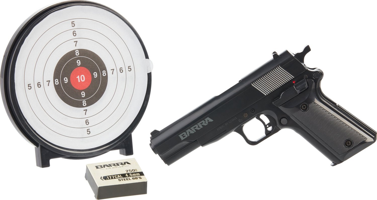  Barra 1911 BB Gun Kit, Spring Powered Air Rifle, BB Pistol, BB  Guns for Kids & Adults, Includes Gel Target and Ammo (250 BBS), 200 FPS,  177 Cal BB Pellets
