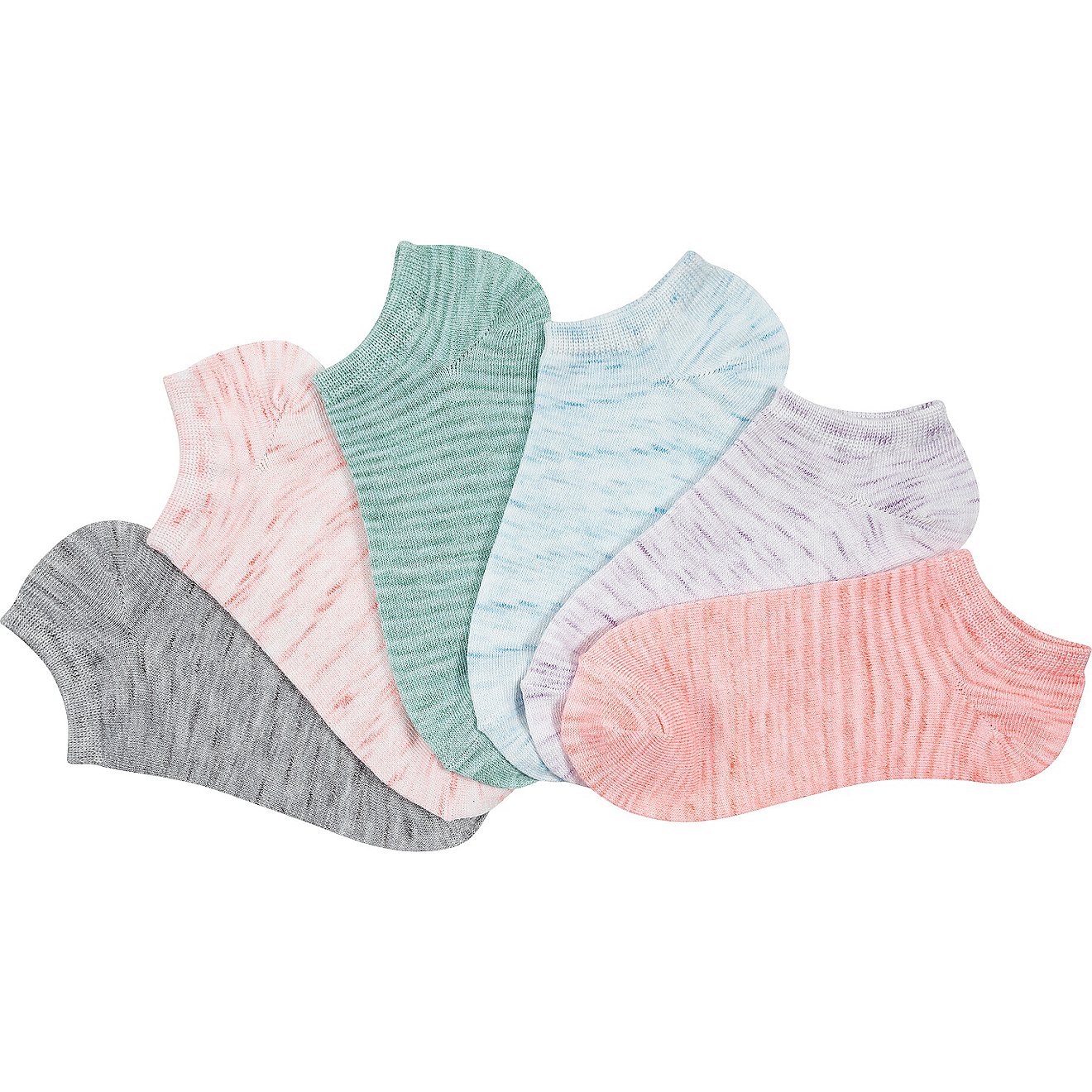 BCG Girls’ Super Soft Pastel Space Dye No Show Socks 6 Pack                                                                    - view number 1