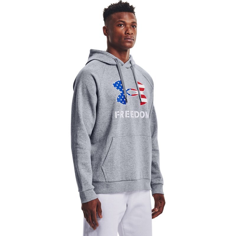 Under Armour Men's New Freedom Fleece Pullover Hoodie Gray, Large - Men's Longsleeve Outdoor Tops at Academy Sports product image